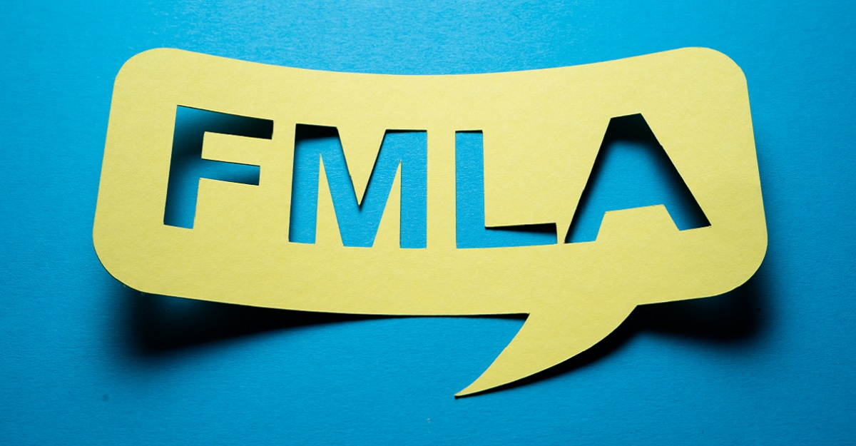 cutout-of-the-letters-FMLA-in-a-yellow-quote-bubble-against-a-blue-background-can-you-use-fmla-for-mental-health-iMind-Mental-Health-Solutions