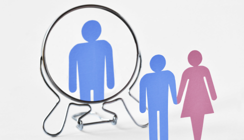 two-people-shaped-representations-one-male-one-female-standing-in-front-of-a-mirror-with-only-the-male-figure-reflected-passive-aggressive-port-st-lucie-stuart-fl-iMind-Mental-Health-Solut